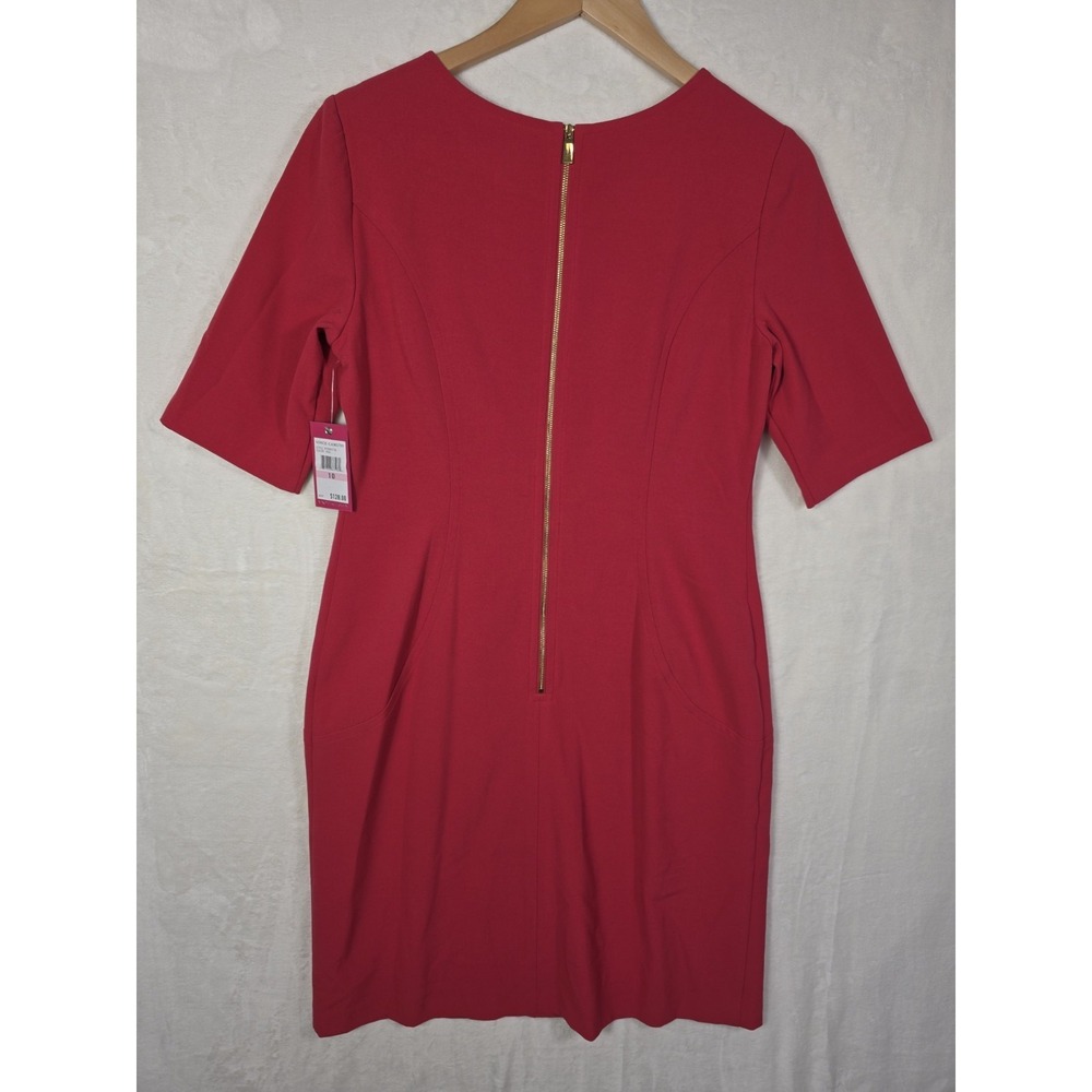 NWT Vince Camuto Rose Red Sheath Dress Size 10 Lined Career MSRP $128 - Picture 3 of 12